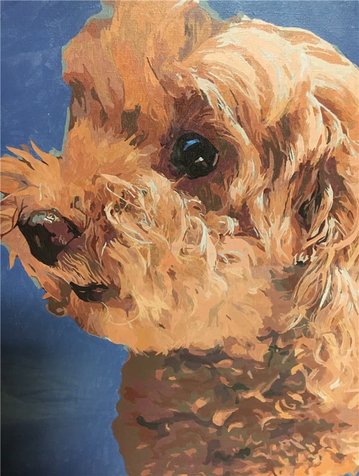 犬の表情を描いた作品